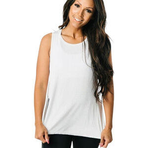 Zyia Finesse Tank Top Sz M White | Yoga Pilates Athleisure | Slit Tunic Layer